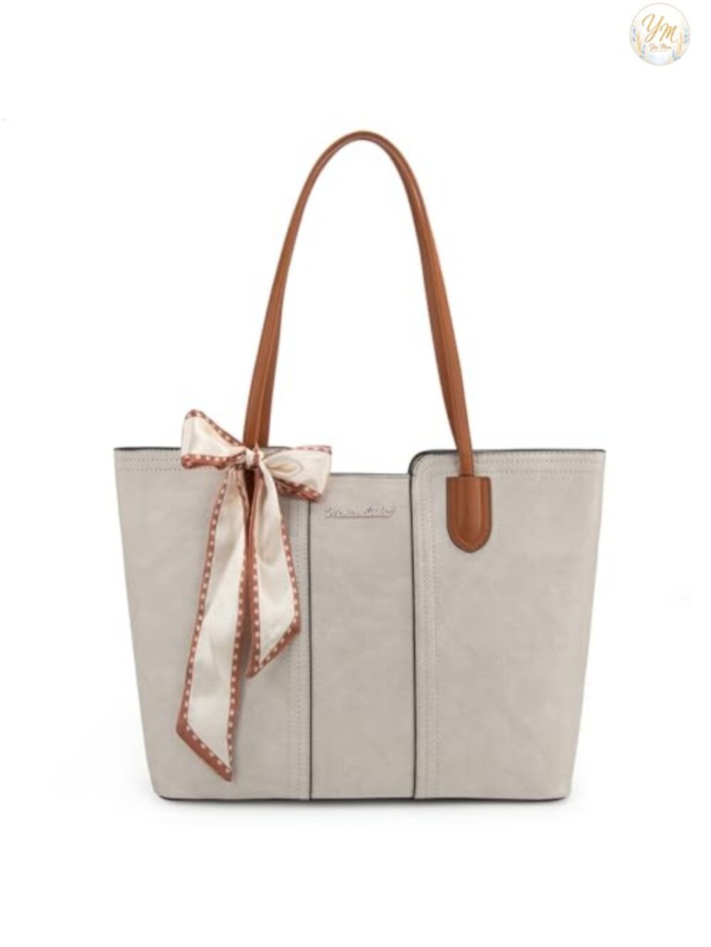 Vegan Leather Tote Bag Top Handle Satchel Shoulder Purse with Scarf
